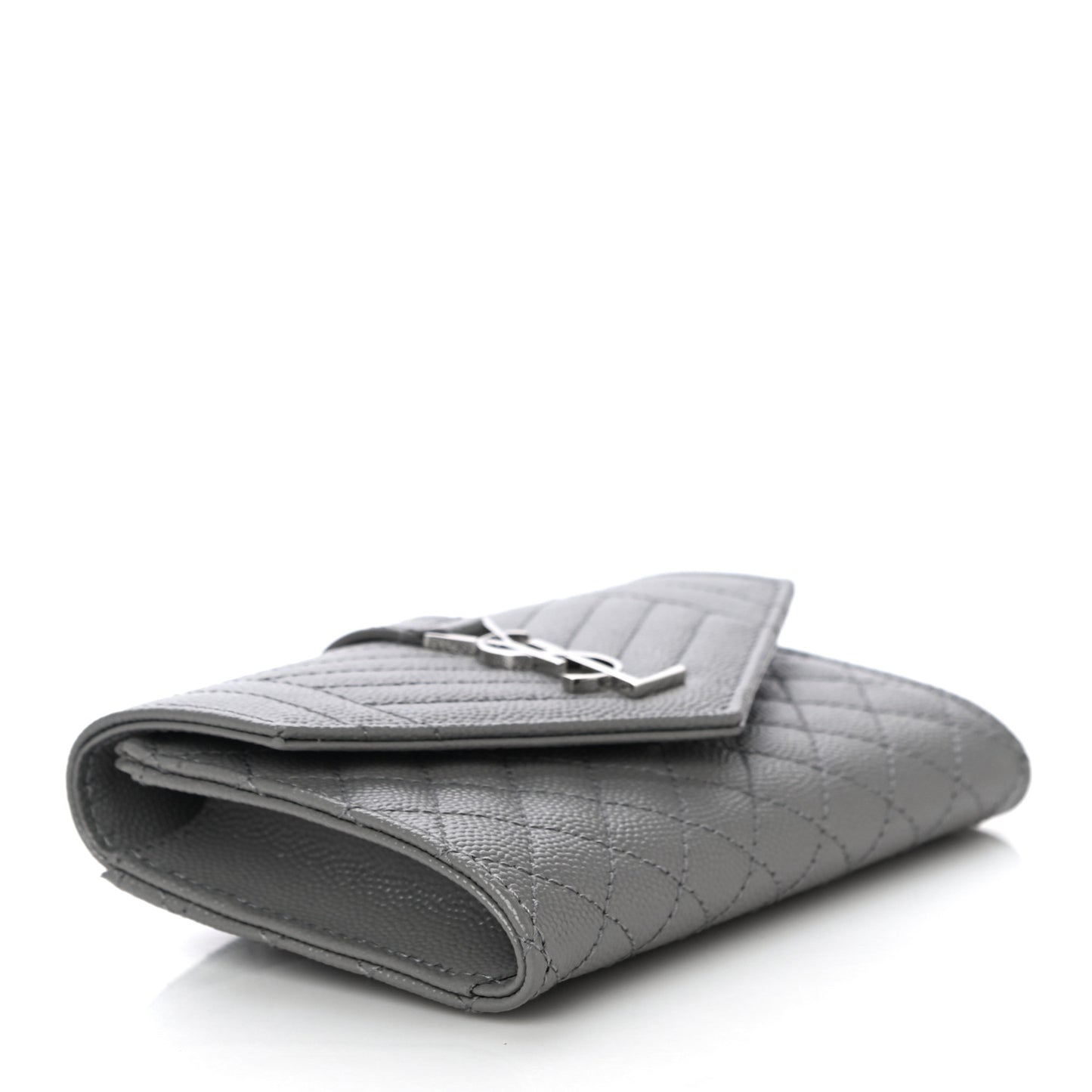Grain De Poudre Textured Mixed Matelasse Triquilt Small Monogram Envelope Wallet New Stone