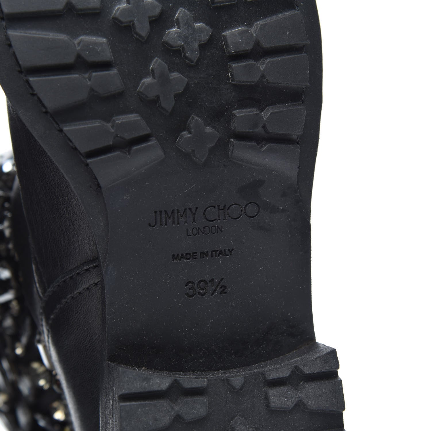 Jimmy Choo Calfskin Crystal Embellished Youth Biker Boots 39.5 Black 7 of 7