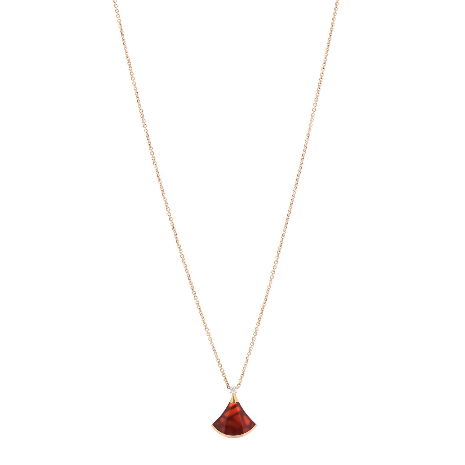 Bulgari 18K Rose Gold Diamond Carnelian Divas' Dream Pendant Necklace 1 of 8
