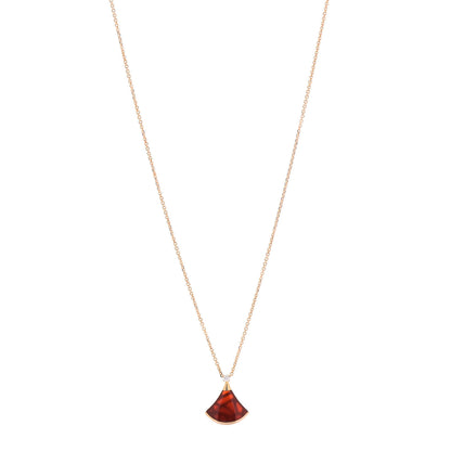 Bulgari 18K Rose Gold Diamond Carnelian Divas' Dream Pendant Necklace 1 of 8
