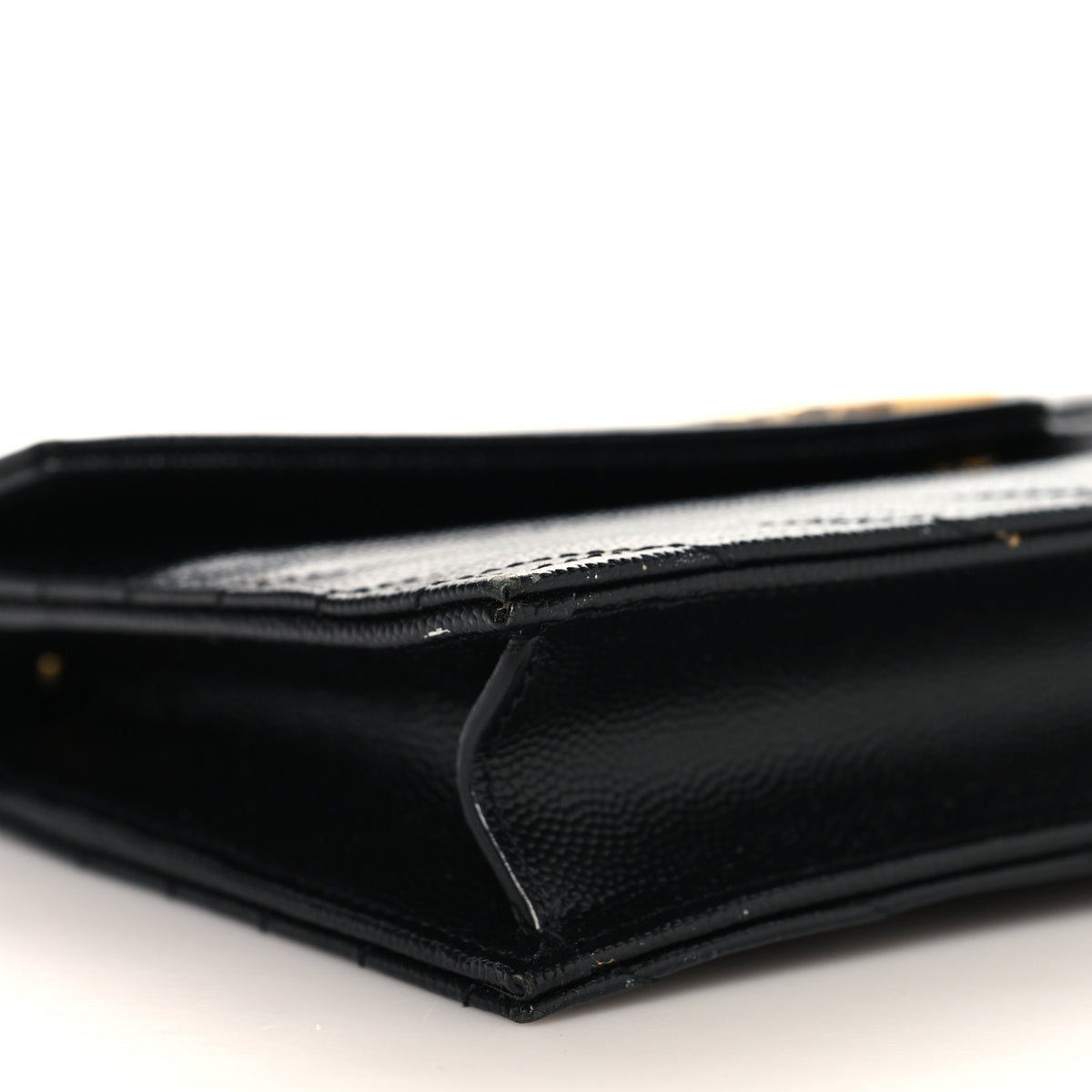 Saint Laurent Grain De Poudre Matelasse Chevron Monogram Envelope Chain Wallet Black 8 of 11