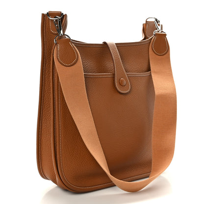 Hermes Taurillon Clemence Evelyne II GM Gold 3 of 9