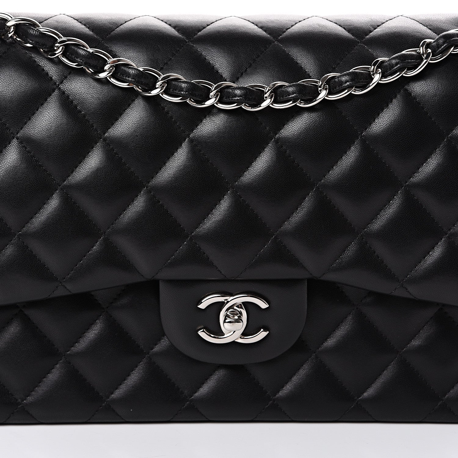 Chanel Lambskin Quilted Jumbo Double Flap Black 10 of 14