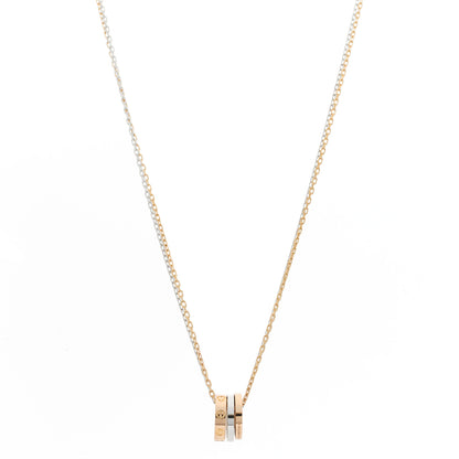 Cartier 18K White Pink Gold Diamond Three Ring LOVE Pendant Necklace 1 of 7