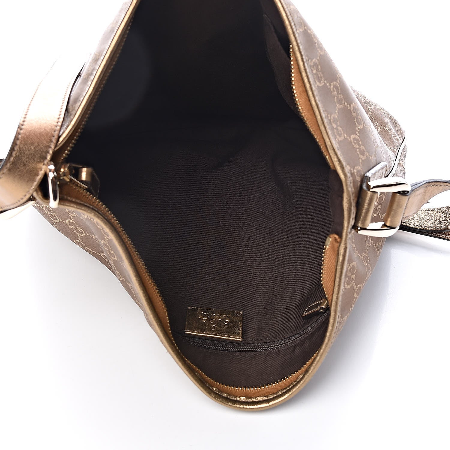 Gucci Satin Monogram Abbey Messenger Bag Metallic Bronze 5 of 10