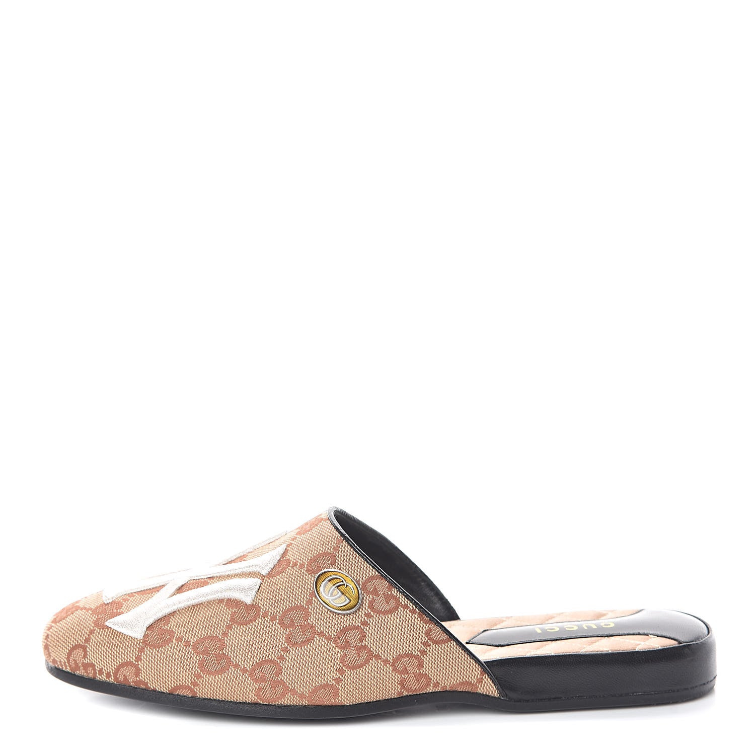 Gucci X MLB Monogram NY Yankees Embroidered Womens GG Slippers 36 Beige Ruggine 1 of 7