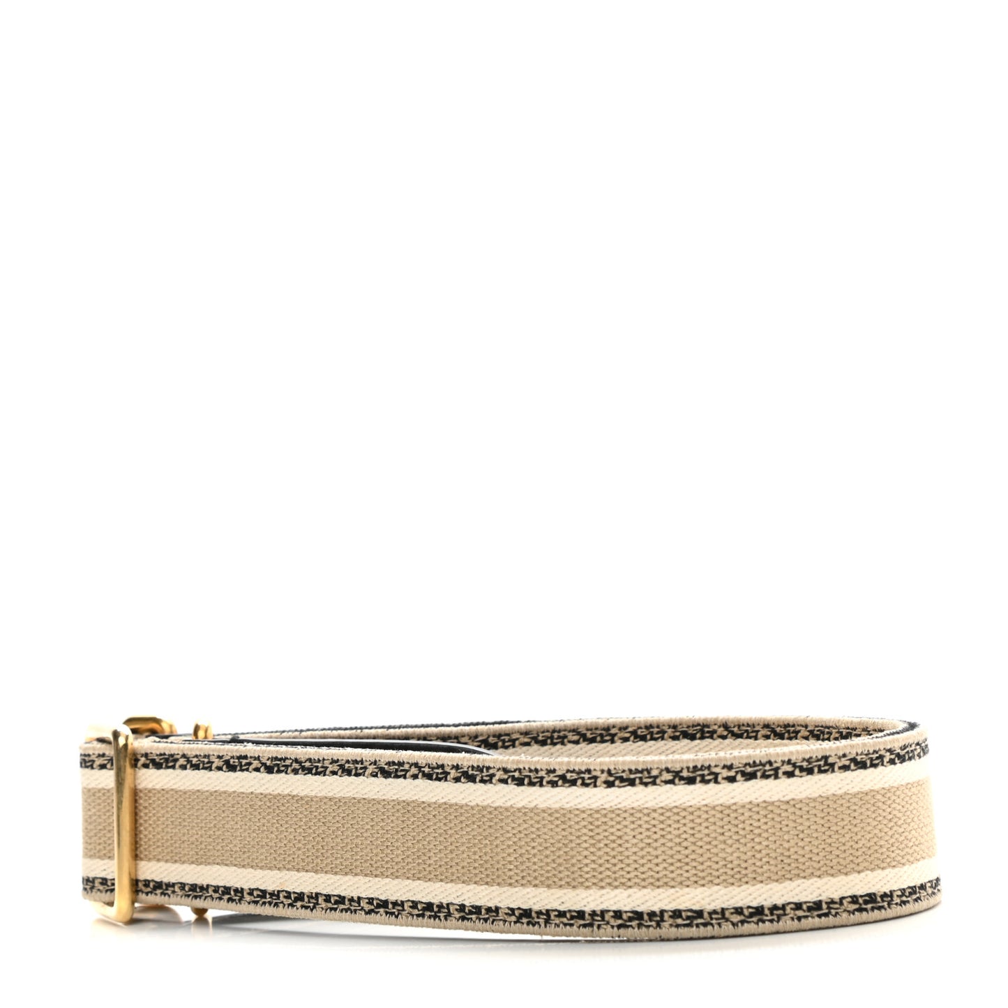 Canvas Embroidered Shoulder Strap Beige