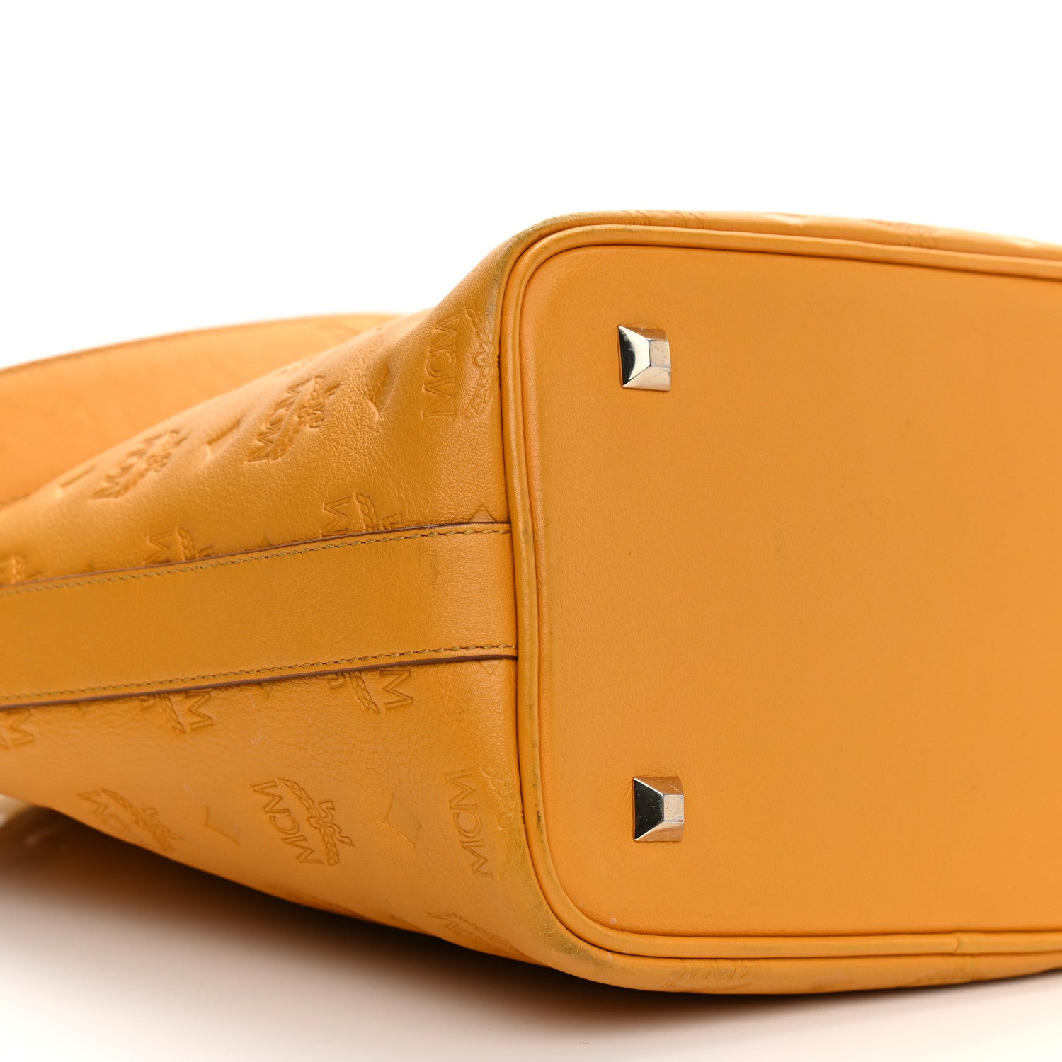 MCM Calfskin Ottomar Monogram Small Essential Bucket Golden Mango 9 of 13