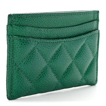 Chanel Metallic Caviar Quilted Card Holder Green 3 of 9