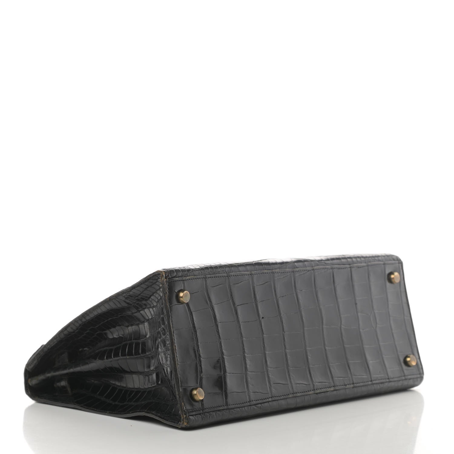 Hermes Shiny Crocodile Kelly Sellier 32 Black 4 of 23