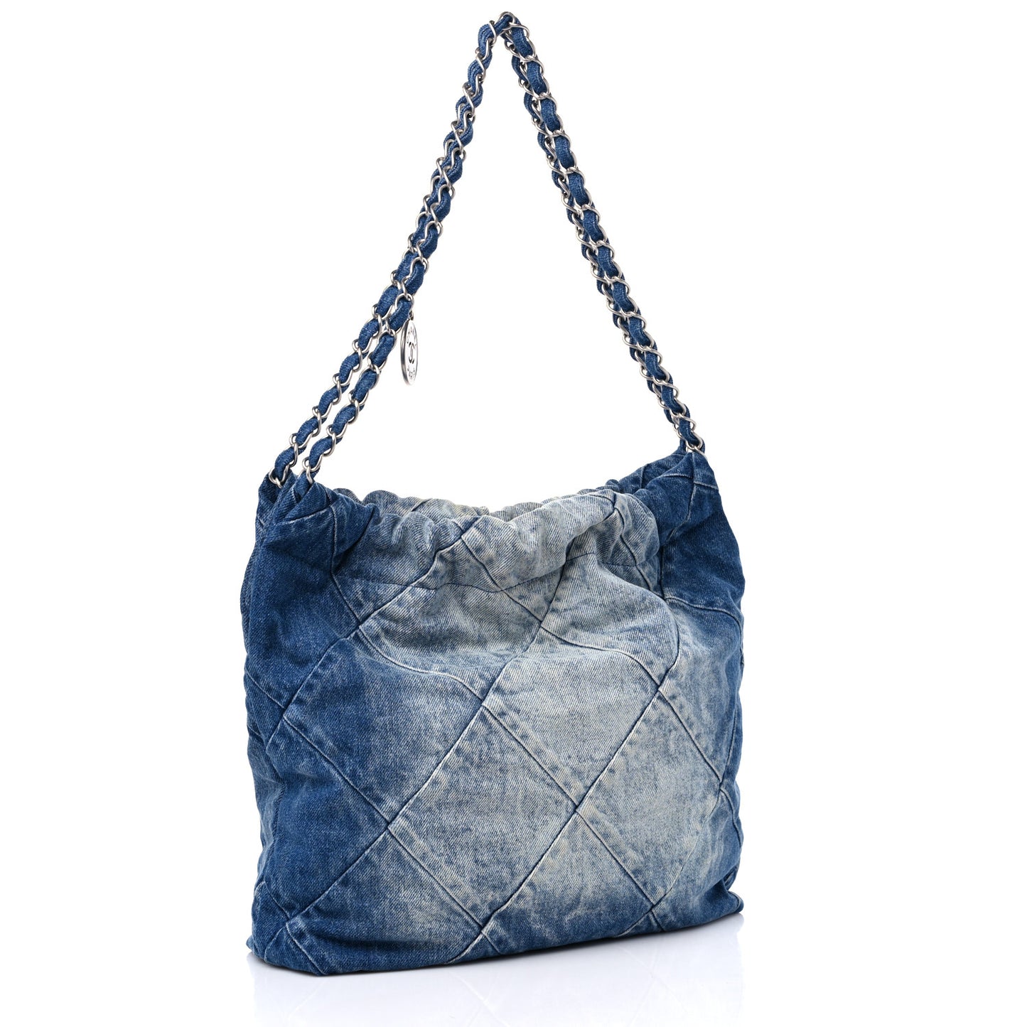 Denim Quilted Chanel 22 Blue