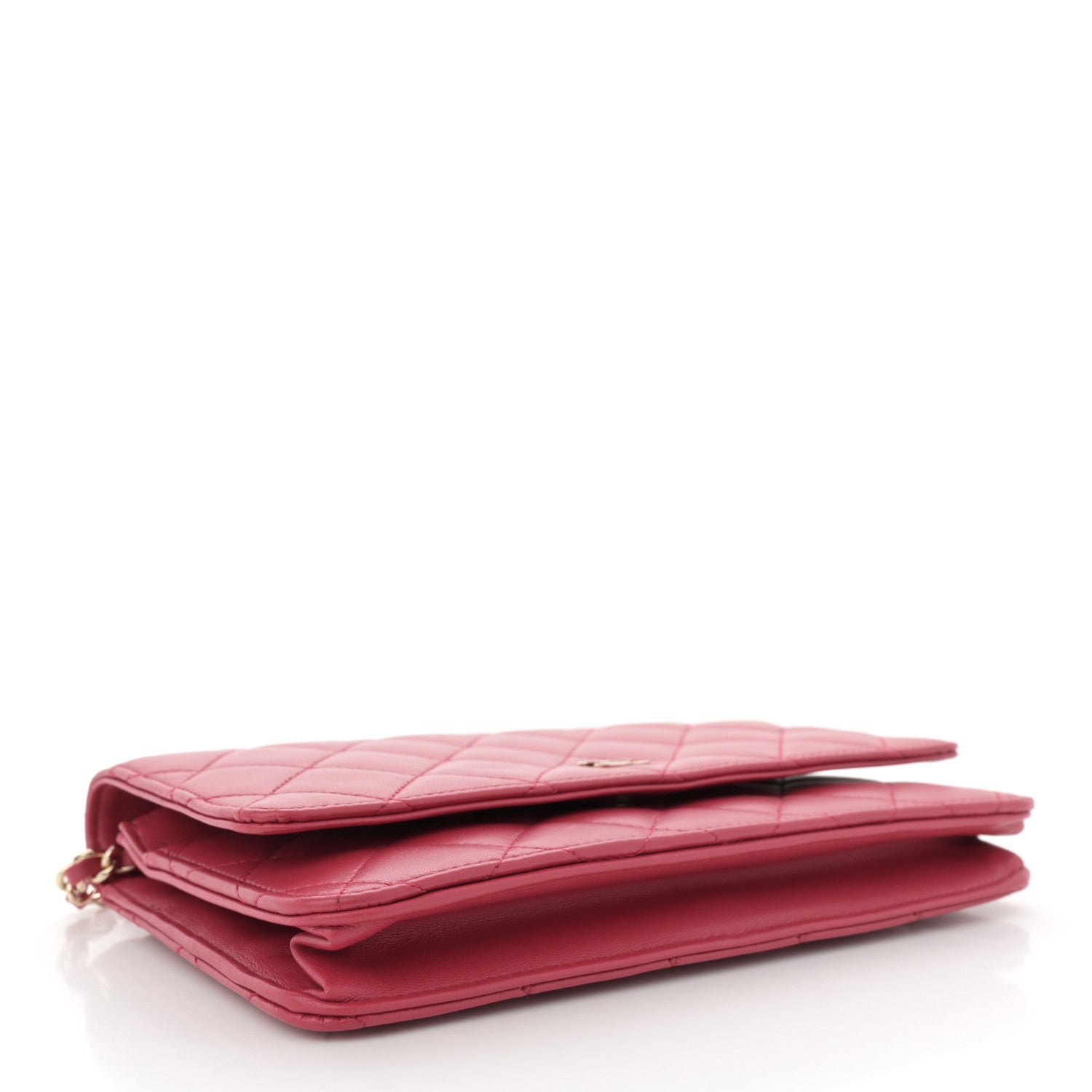 Chanel Lambskin Quilted Wallet On Chain WOC Dark Pink 4 of 10