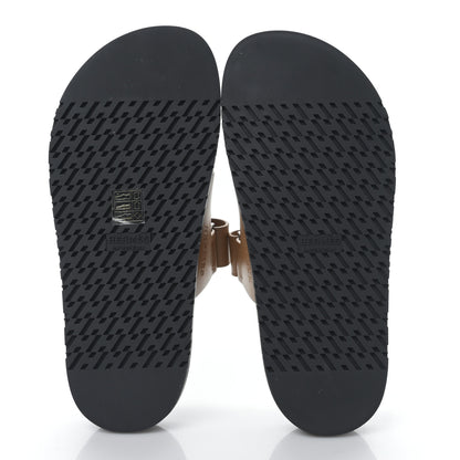 Hermes Calfskin Womens Chypre Sandals 37 Gold 5 of 8