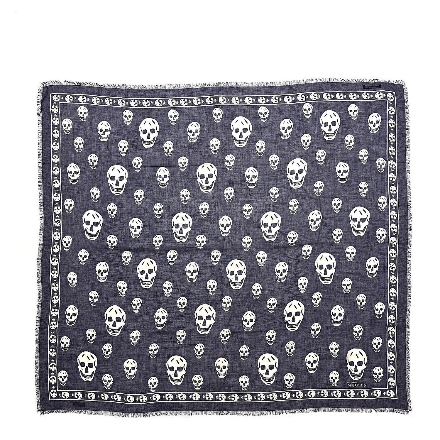 Alexander McQueen Modal Cashmere Skull Scarf Navy 1 of 4