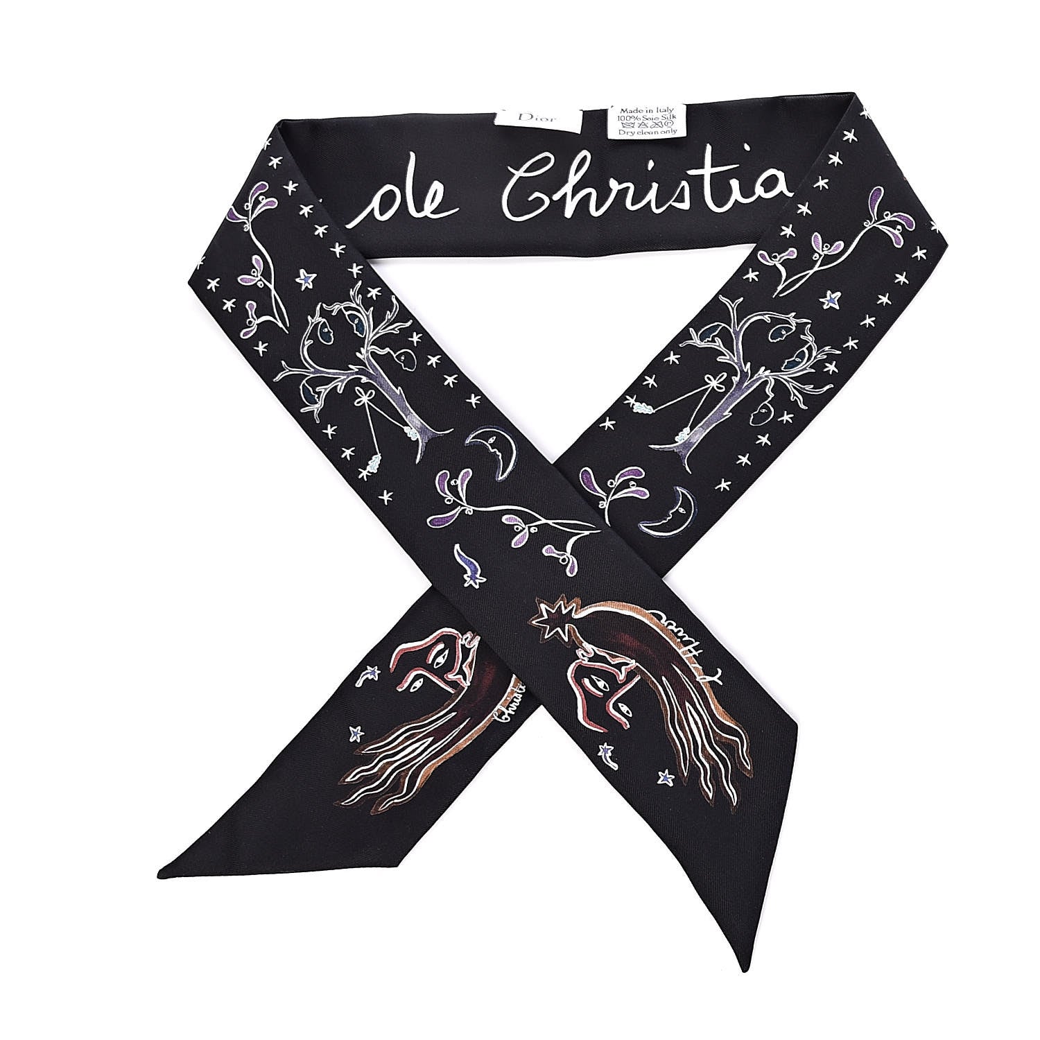 Christian Dior Silk L'Hiver Mitzah Scarf Black 1 of 9