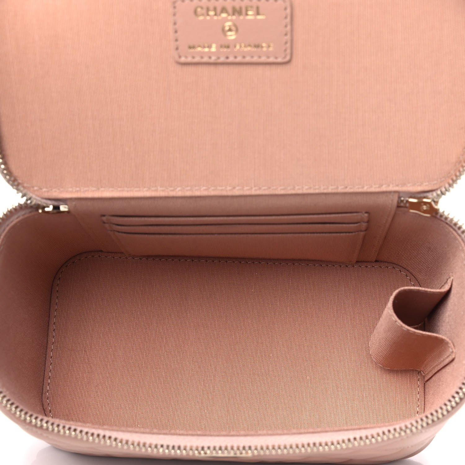 Chanel Lambskin Quilted Small Top Handle Vanity Case With Chain Beige 4 of 4