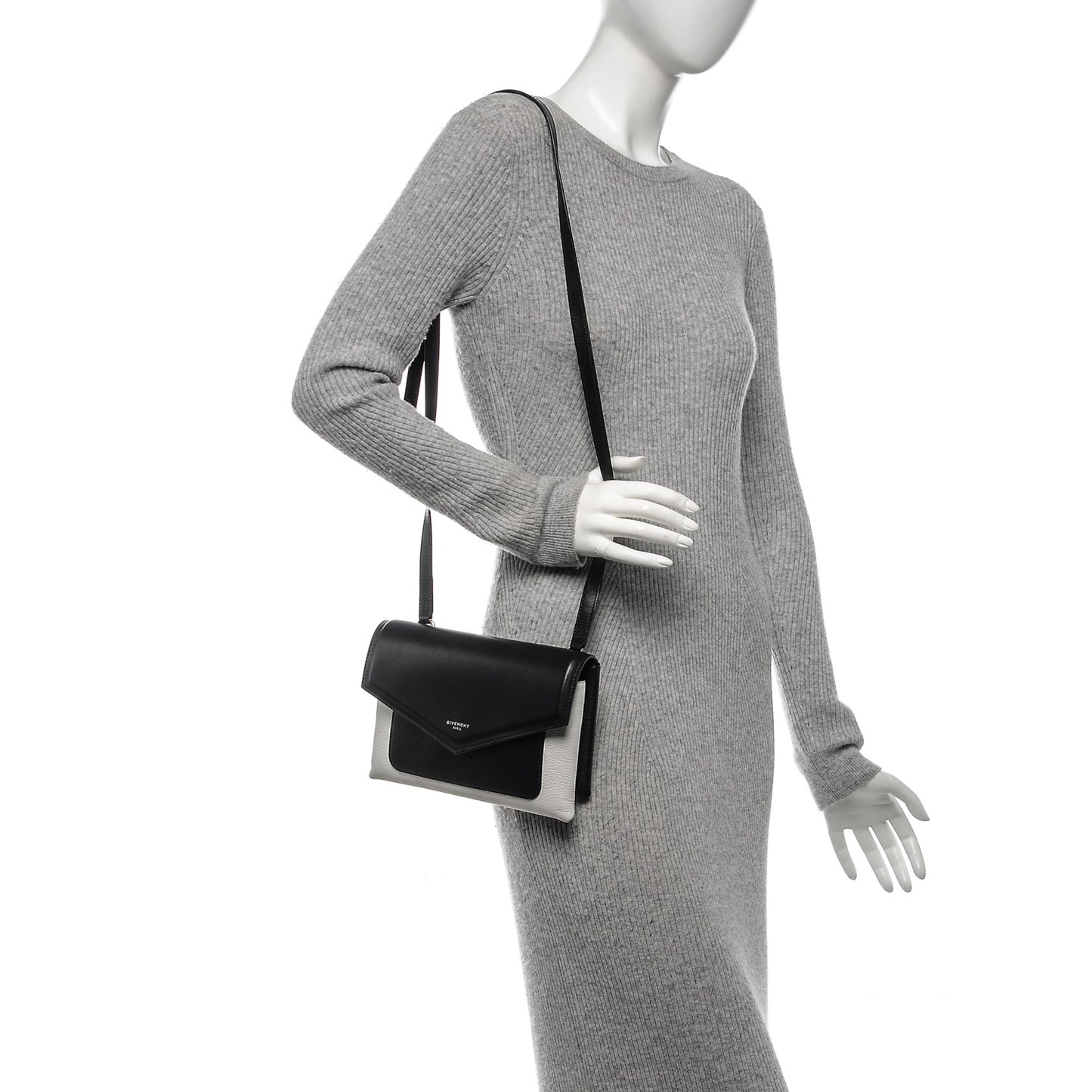 Calfskin Duetto Crossbody Bag White Black