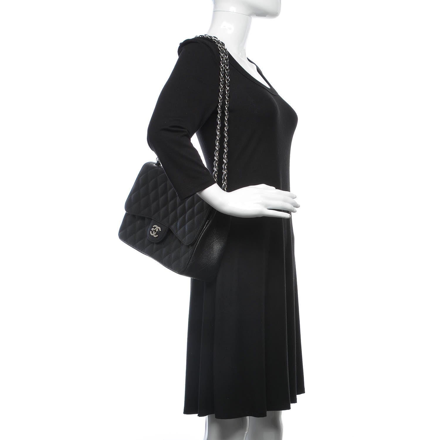 Chanel Caviar Quilted Jumbo Double Flap Black 3 of 15