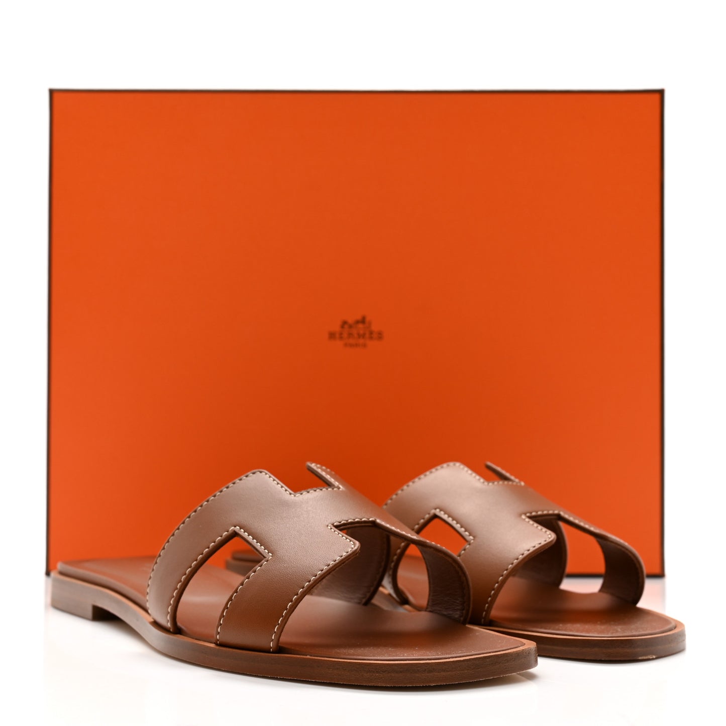 Box Calfskin Oran Sandals 35.5 Gold