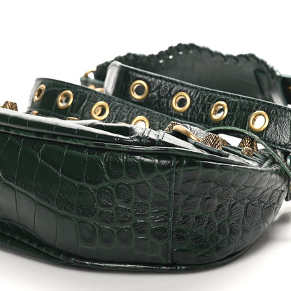 Balenciaga Extra Supple Calfskin Crocodile Embossed Le Cagole Shoulder Bag XS Forest Green 11 of 11