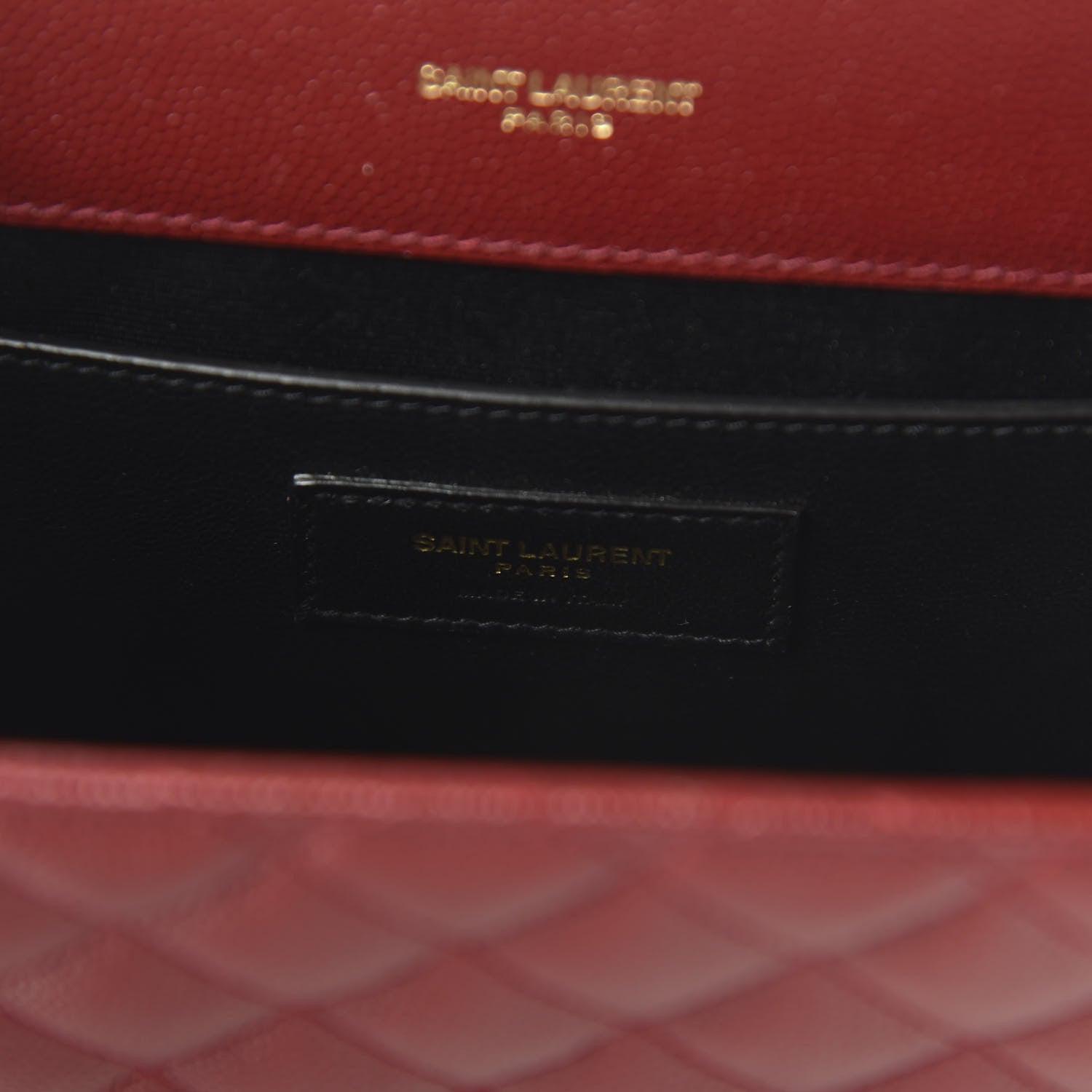 Saint Laurent Grain De Poudre Textured Mixed Matelasse Triquilt Medium Monogram Satchel Oxblood 8 of 9