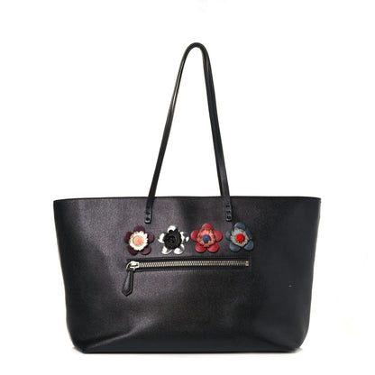 Fendi Vitello Elite Flowerland Medium Roll Tote Black 1 of 16