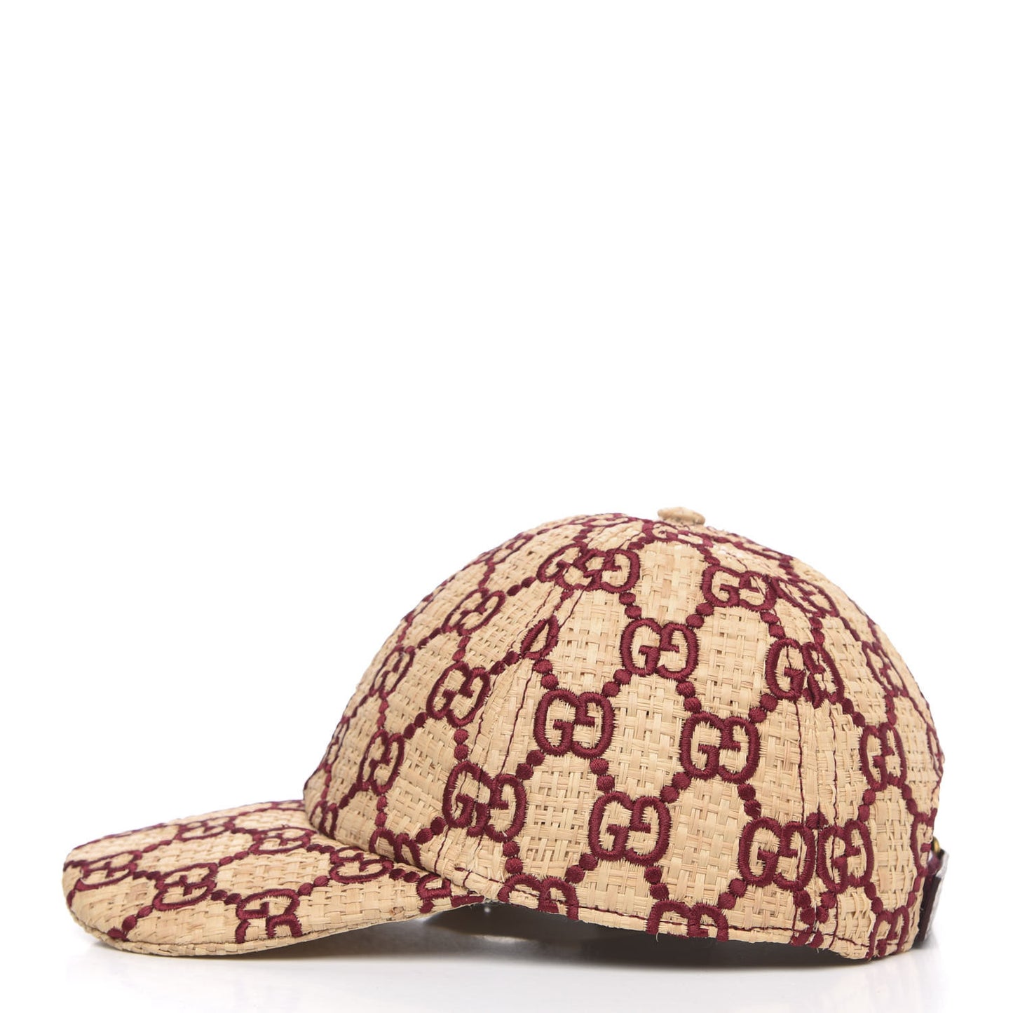 Raffia GG Monogram Elaphe Embroidered Aisha Baseball Hat S Ivory Bordeaux