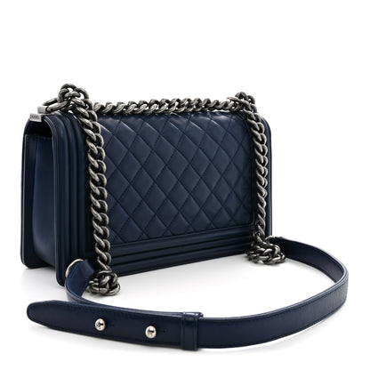Chanel Lambskin Quilted Medium Boy Flap Navy 3 of 10