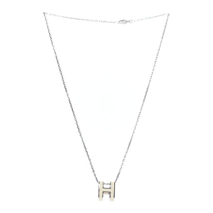 Hermes Lacquered Palladium Pop H Pendant Necklace White 3 of 6