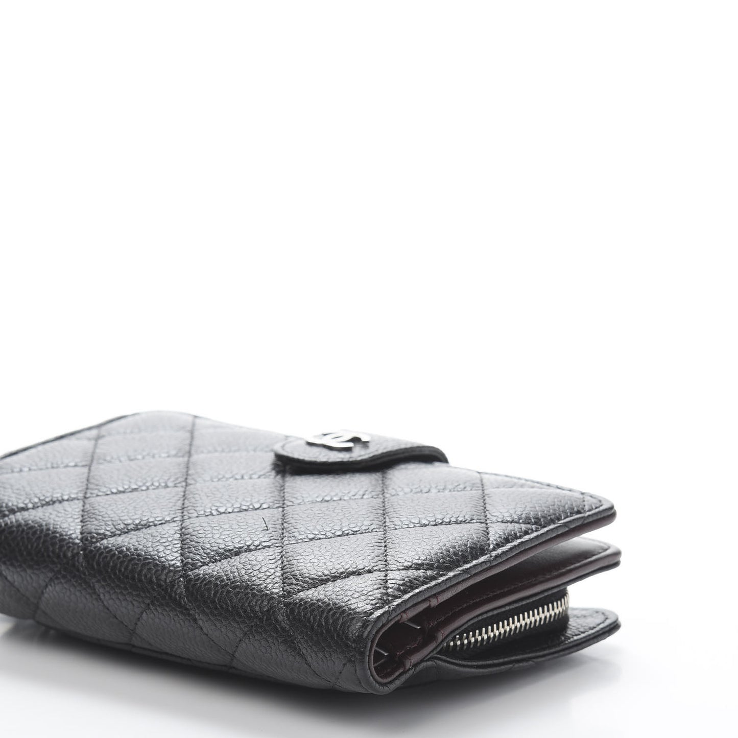 Caviar Quilted Zipped Pocket Wallet Black