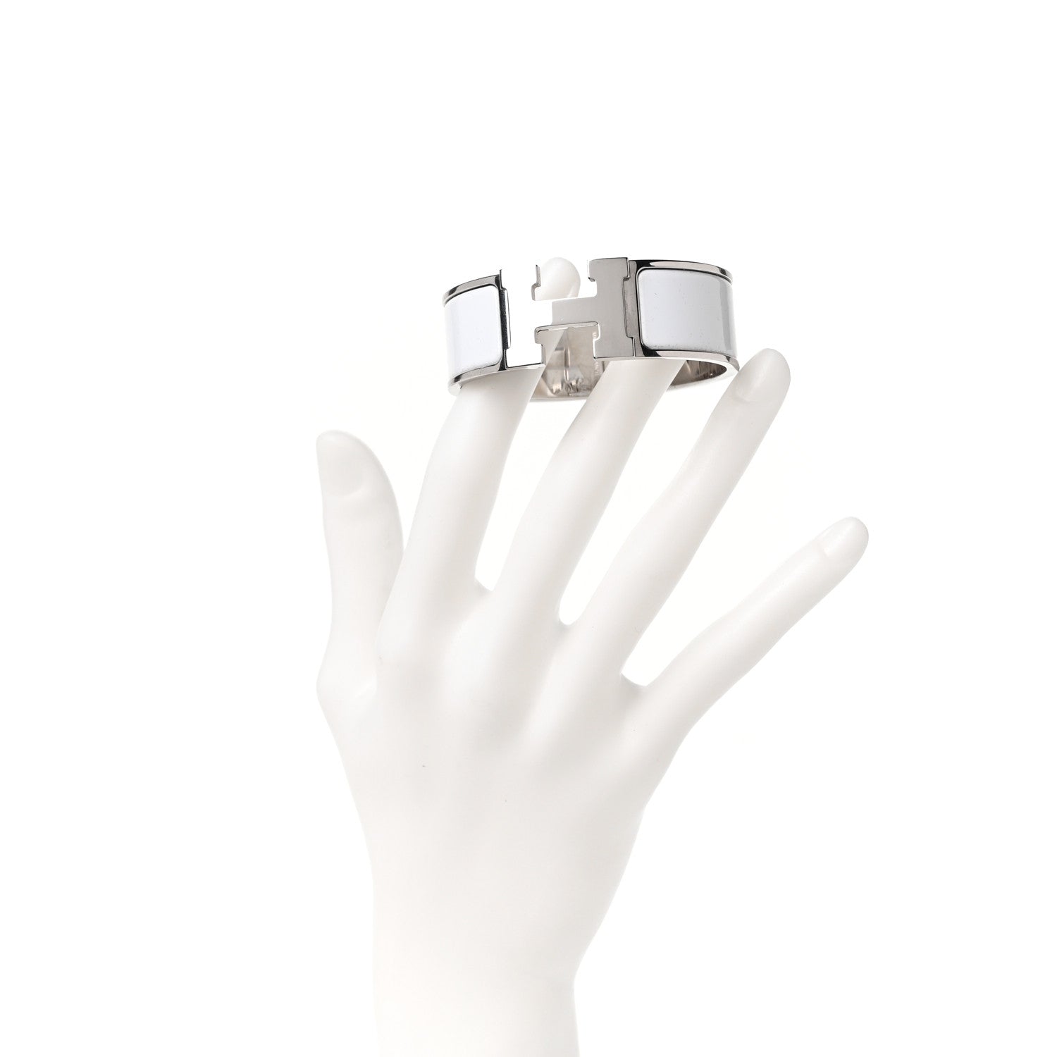 Hermes Enamel Wide Clic Clac H Bracelet PM White 2 of 4
