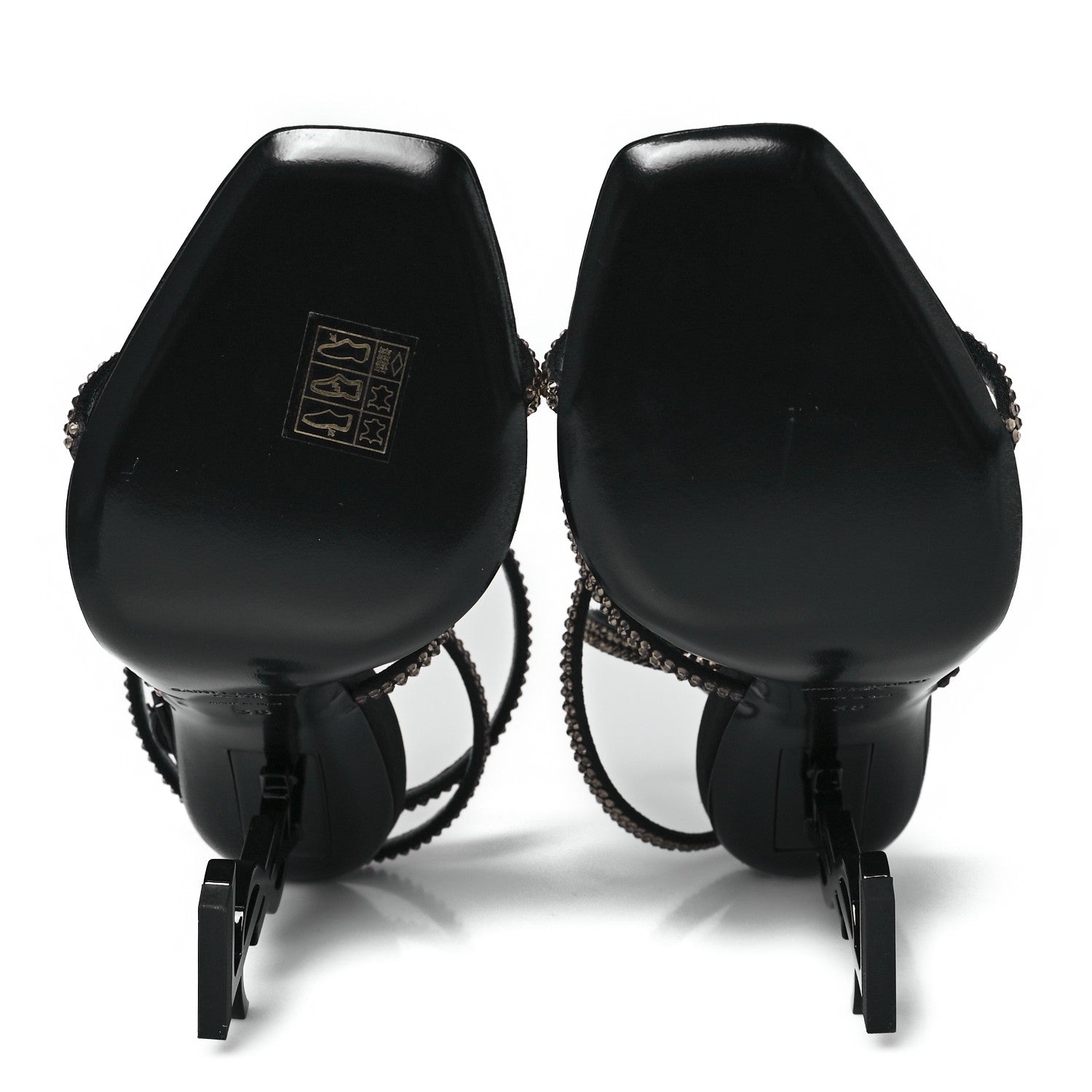 Saint Laurent Crepe Satin Strass Opyum 110 Sandals 38 Black 7 of 10