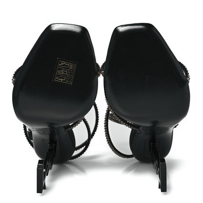 Saint Laurent Crepe Satin Strass Opyum 110 Sandals 38 Black 7 of 10