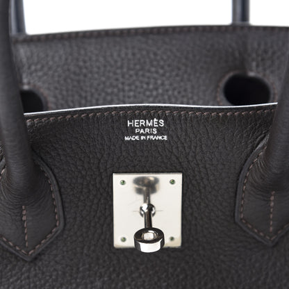 Hermes Taurillon Clemence Birkin 30 Chocolate 8 of 10