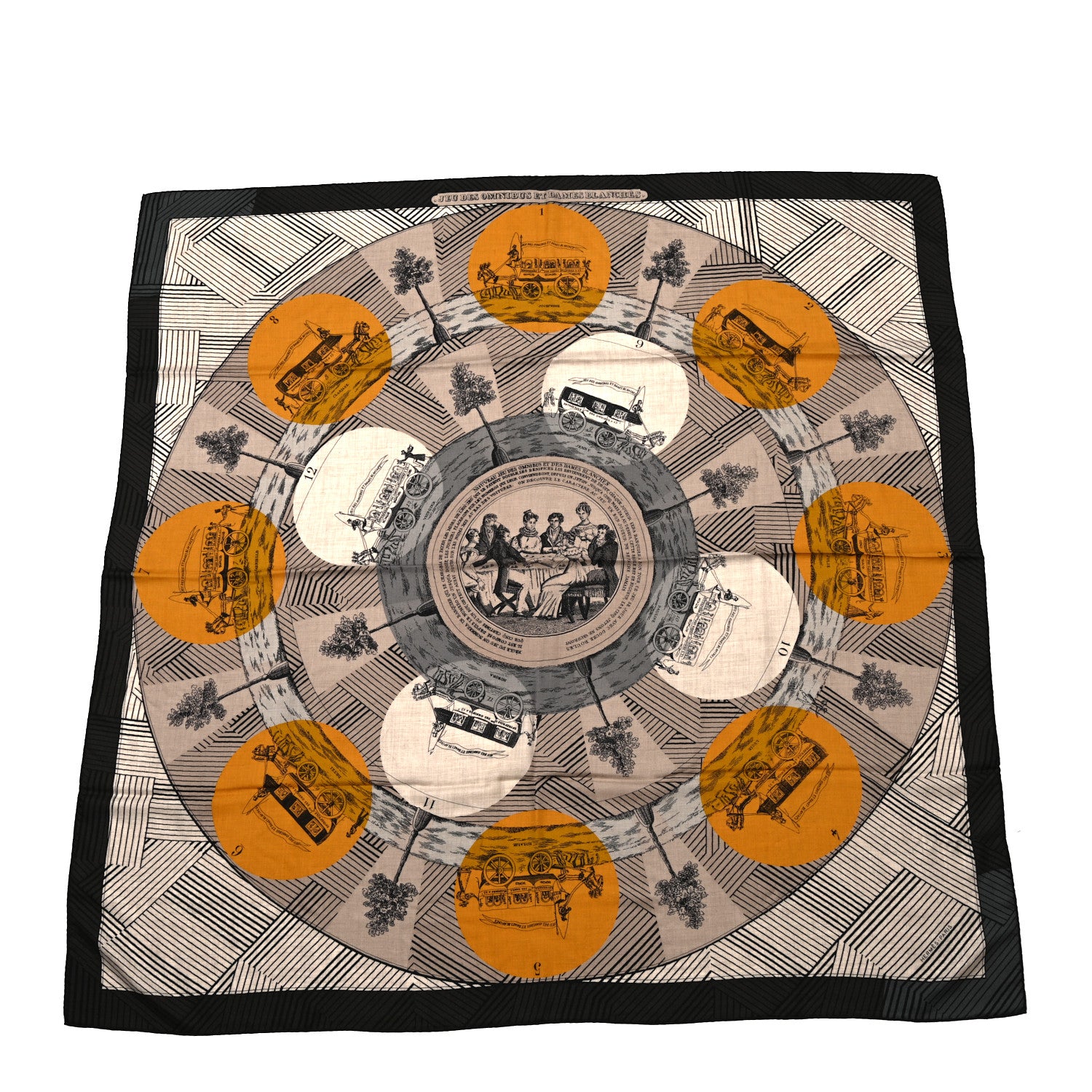 Hermes Cashmere Silk Jeu Des Omnibus Remix Shawl 140 Naturel Gris Safran 1 of 7