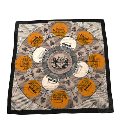Hermes Cashmere Silk Jeu Des Omnibus Remix Shawl 140 Naturel Gris Safran 1 of 7