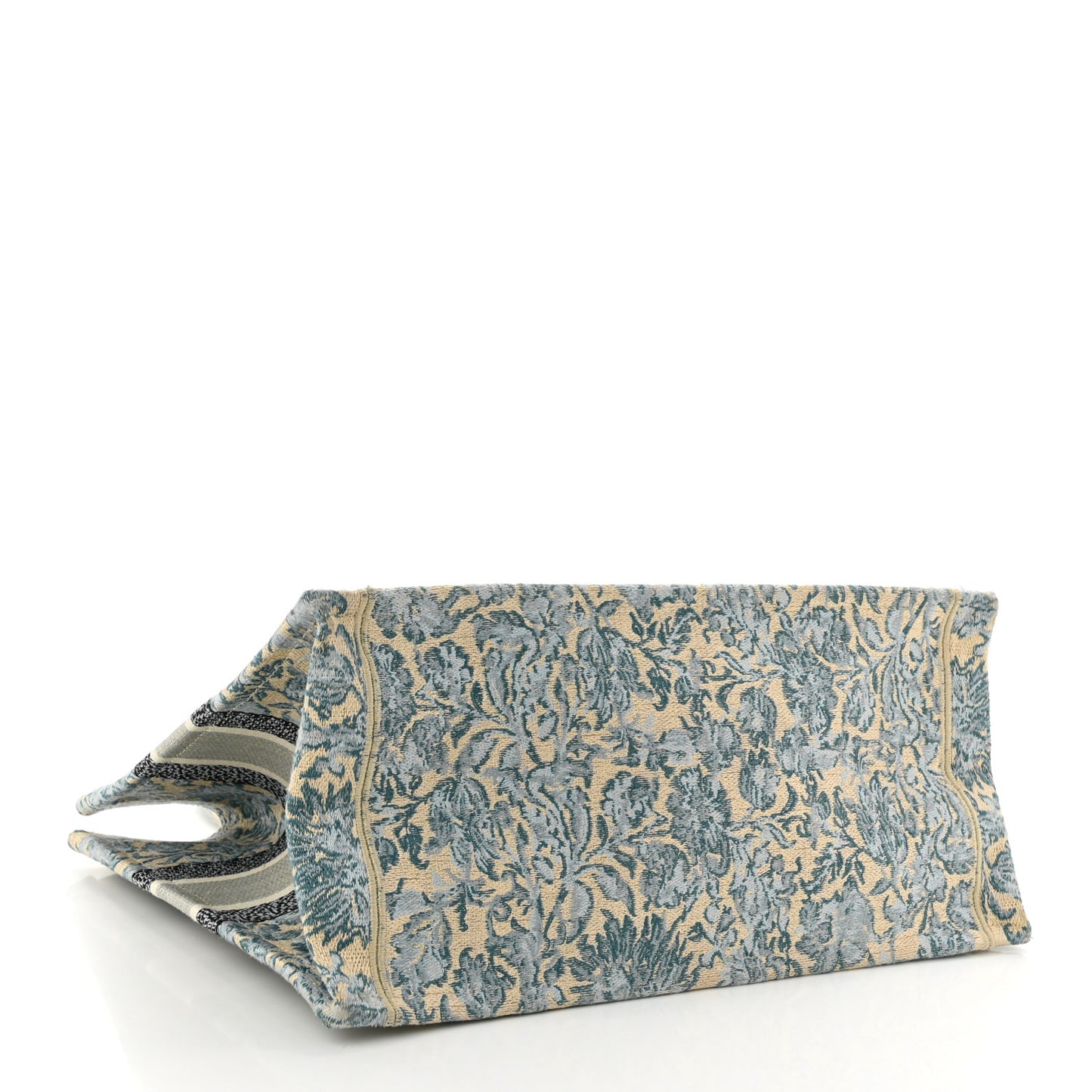 Canvas Embroidered Medium Brocart Book Tote Metallic Blue