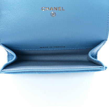 Chanel Caviar Quilted Flap Card Holder Wallet Light Blue 5 of 12