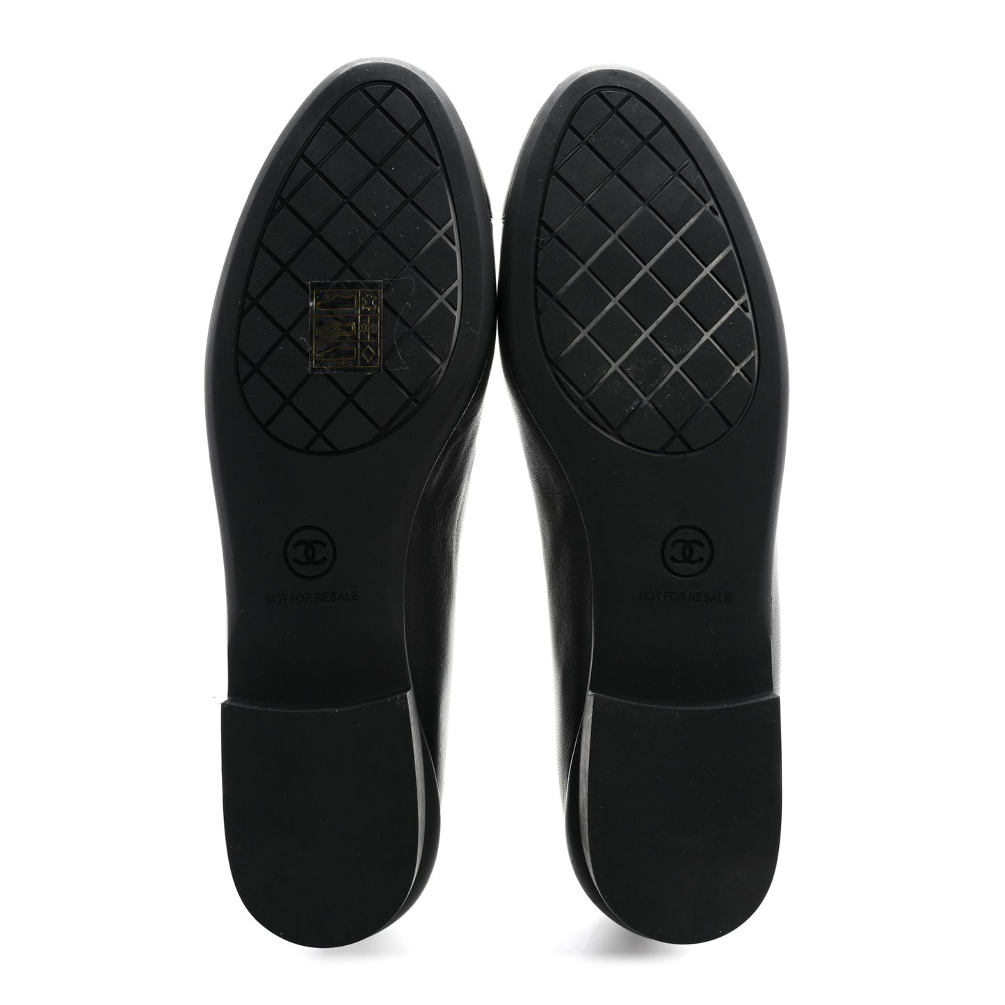 Lambskin Cap Toe CC Uniform Ballerina Flats 37.5 Black