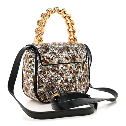 Versace Satin Crystal Studded Leopard Mini La Medusa Bag Black 2 of 9