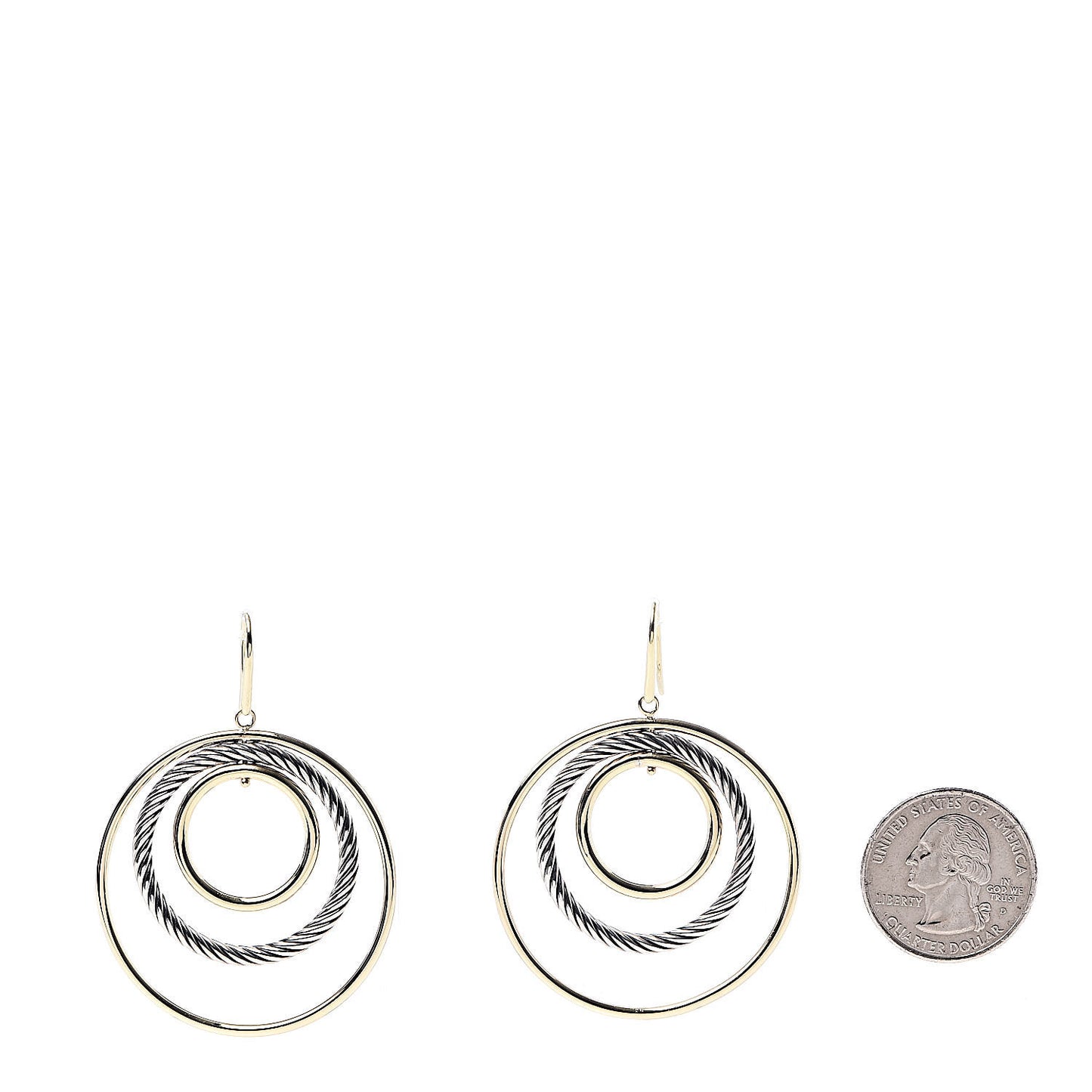 Sterling Silver 18K Yellow Gold Mobile Triple Circle Earrings