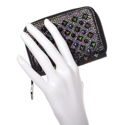 Christian Louboutin Metallic Patent Spikes Panettone Coin Purse Black Multicolor Metal 2 of 9