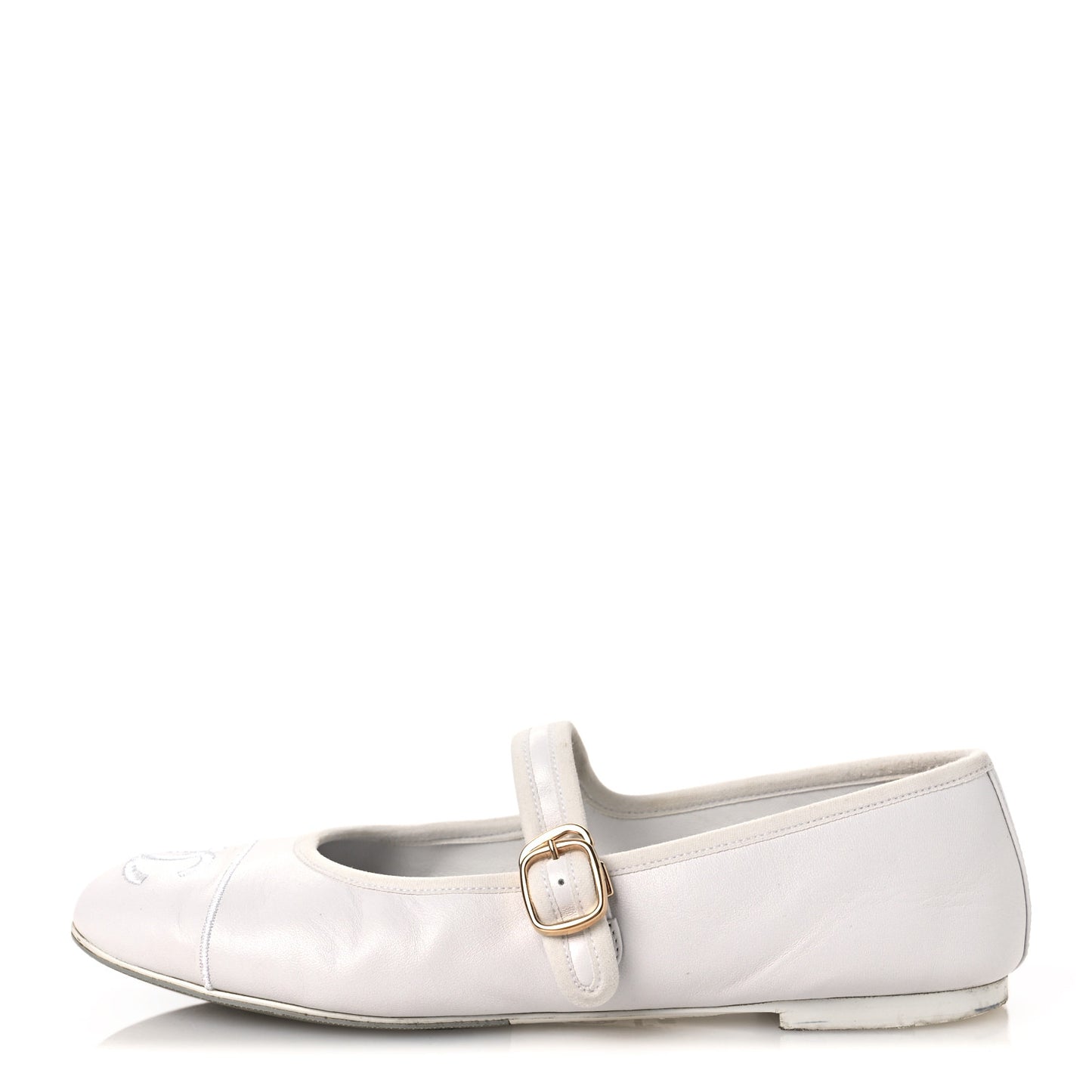 Lambskin Mary Jane Flats 39 White