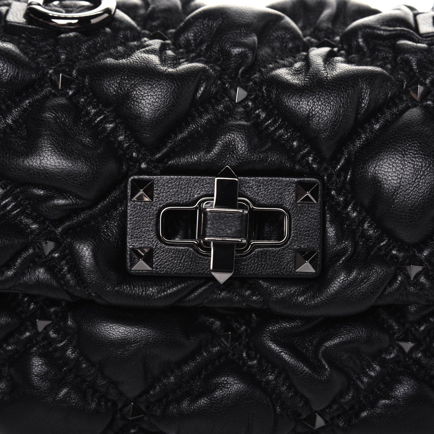 Nappa Small Spikeme Shoulder Bag Black