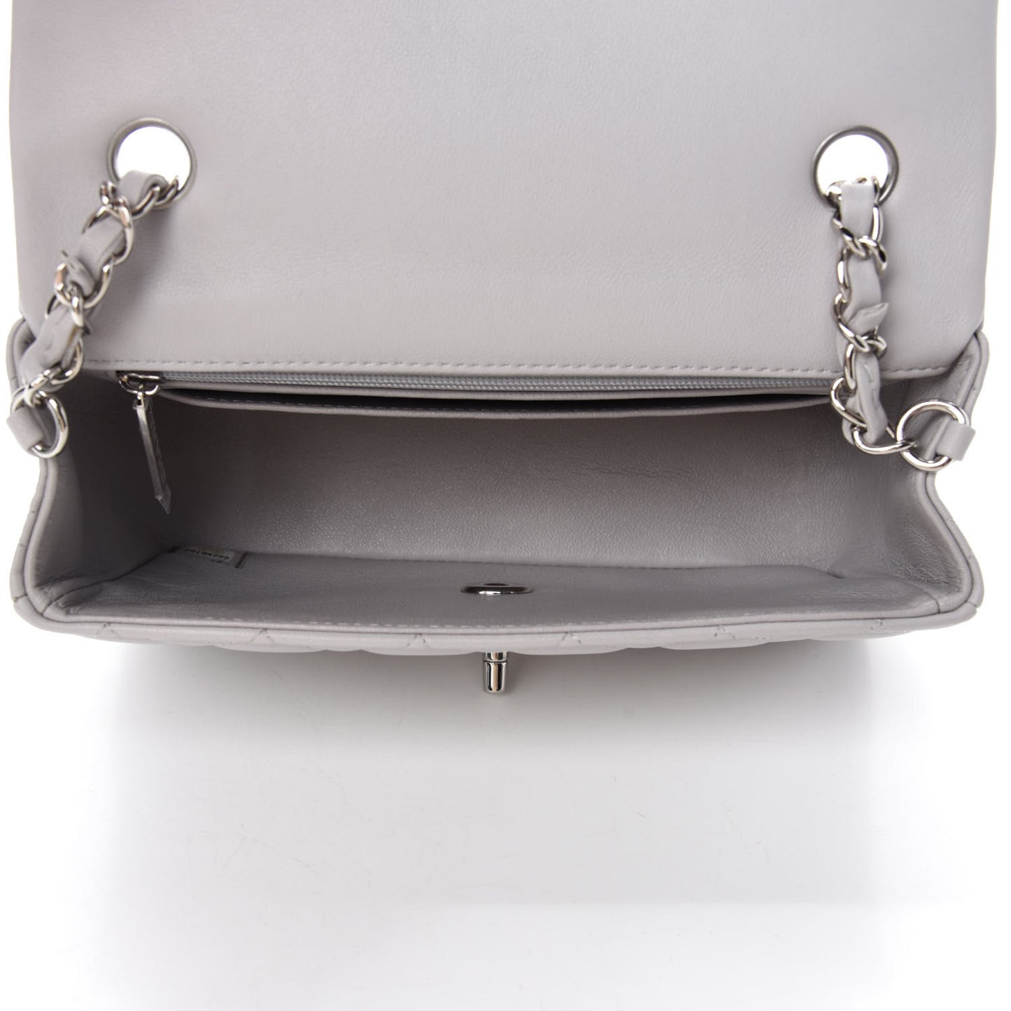 Lambskin Quilted Mini Rectangular Flap Grey