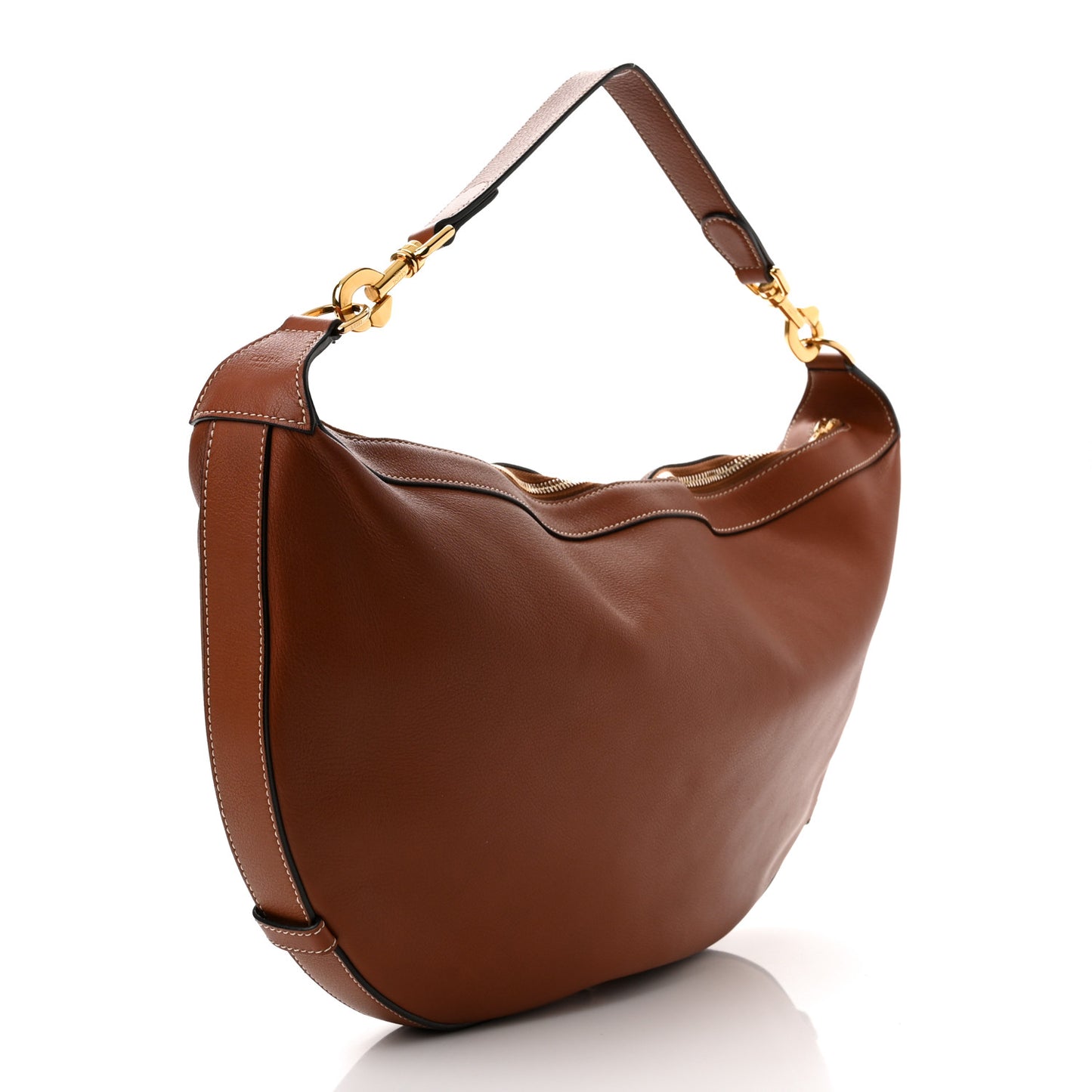 Supple Calfskin Medium Strap Leandre Shoulder Bag Brown