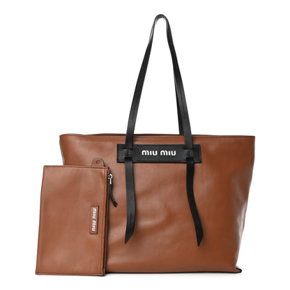 Miu Miu Grace Lux Tote Cognac Black 1 of 4