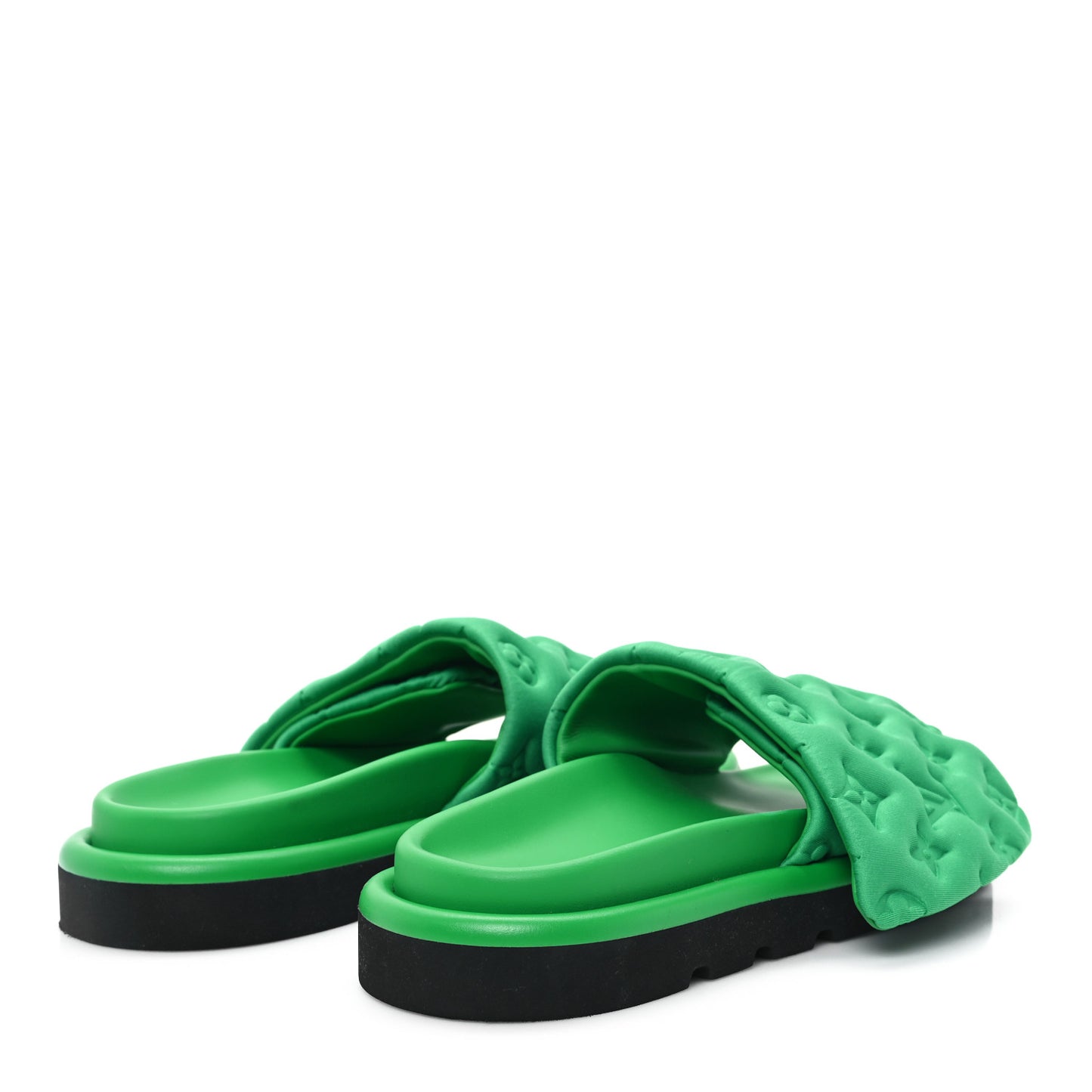 Technical Fabric Embossed Monogram Pool Pillow Comfort Mules 41 Green