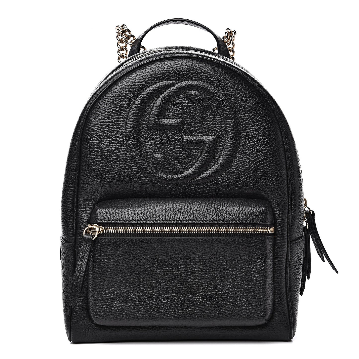 Pebbled Calfskin Soho Chain Backpack Black