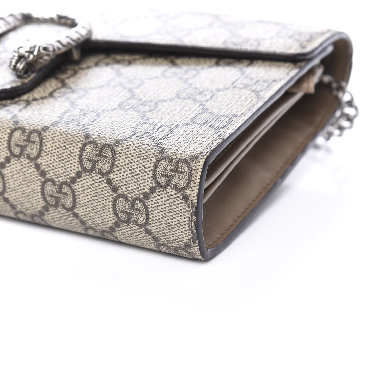 GG Supreme Monogram Mini Dionysus Chain Wallet Beige Taupe